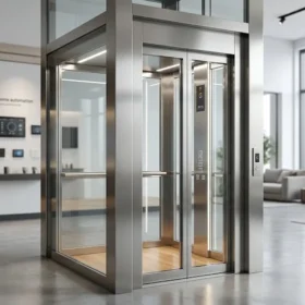 Góc chụp 3/4 toàn cảnh Giá thang máy gia đình 300kg hiện đại tại showroom Thang Máy HD TP.HCM.