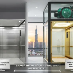So sánh các tùy chọn nội thất cabin thang máy gia đình 300kg ảnh hưởng đến giá thành.
