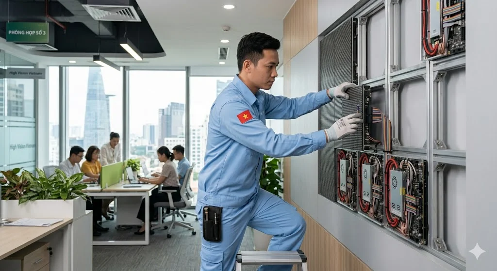 Kỹ thuật viên của Bạn là chuyên gia phân tích 10 năm kinh nghiệm đang thi công màn hình LED
