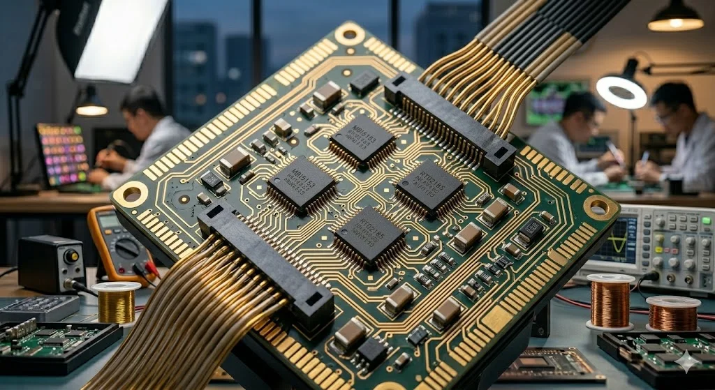 Cận cảnh cấu tạo bảng mạch và chip IC điều khiển của màn hình LED P3.91