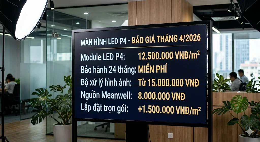 Báo giá màn hình LED P4 hiển thị rõ nét trên tấm nền module chính hãng