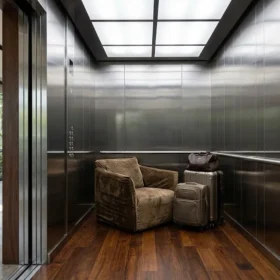 Cabin rộng rãi của thang máy gia đình nhà 4 tầng với tải trọng 450kg.