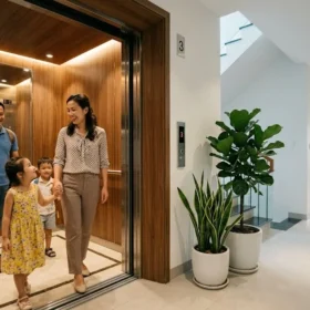 Gia đình trải nghiệm sự tiện nghi của thang máy gia đình nhà 4 tầng trong sinh hoạt hàng ngày