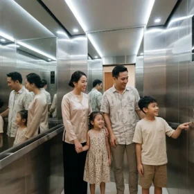 Không gian cabin rộng rãi của thang máy gia đình nhà 4 tầng tải trọng 350kg.