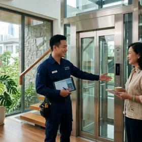 Kỹ sư tư vấn lắp đặt thang máy gia đình nhà 4 tầng tại TPHCM.