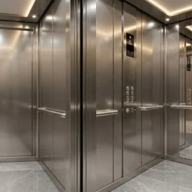 Nội thất cabin rộng rãi của thang máy gia đình nhà 5 tầng tải trọng 450kg.