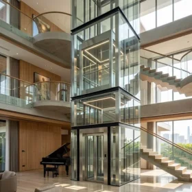 Hình ảnh thực tế thang máy gia đình nhà 5 tầng nhập khẩu cao cấp.