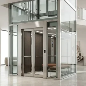 Hình ảnh tổng quan mẫu thang máy gia đình nhà 3 tầng thiết kế hiện đại cao cấp.