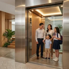 Sức chứa thực tế của thang máy gia đình nhà 3 tầng tải trọng 350kg.