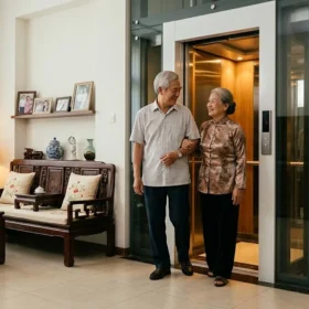 Giải pháp di chuyển an toàn cho người già với thang máy gia đình nhà 3 tầng.