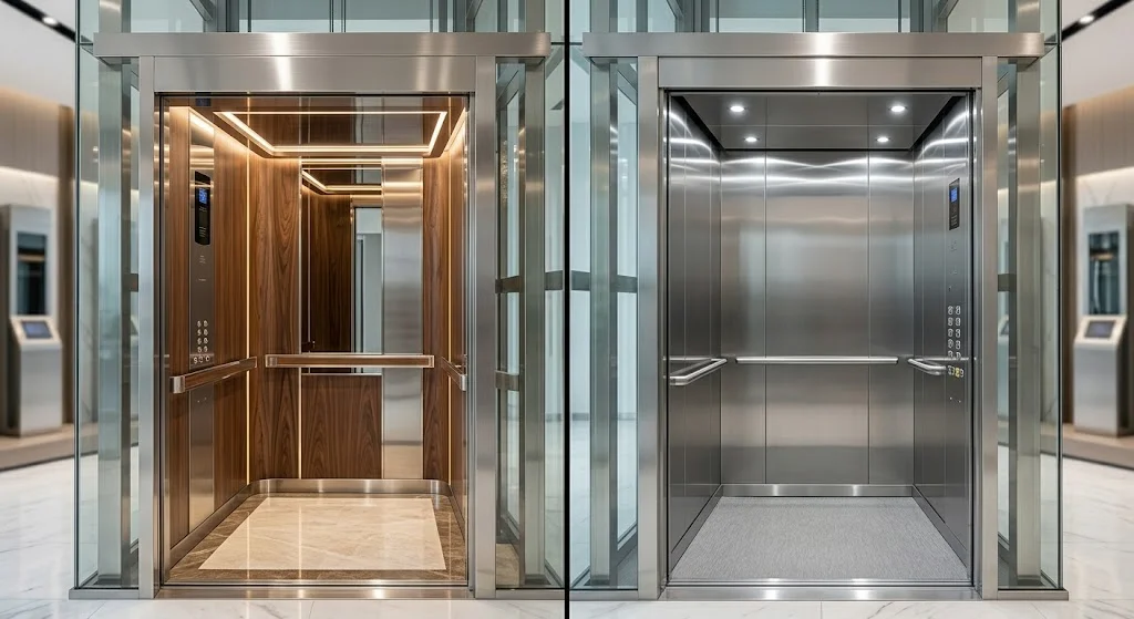 So sánh vật liệu cabin thang máy gia đình nhà 3 tầng dòng liên doanh và nhập khẩu