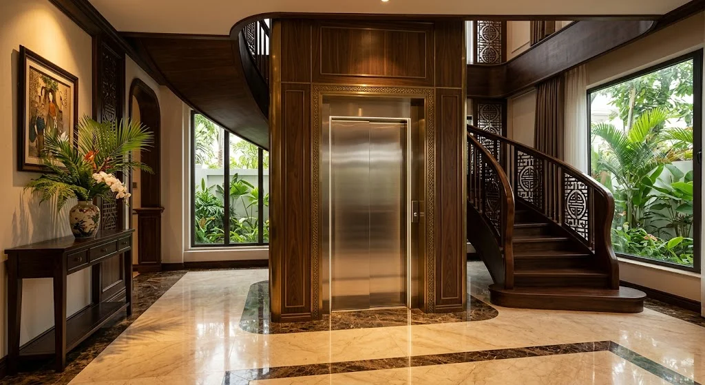 Chi phí lắp đặt hoàn thiện thang máy gia đình nhà 3 tầng cao cấp.