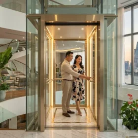 Chi phí hoàn thiện mẫu thang máy gia đình nhà 3 tầng nhập khẩu nguyên chiếc cao cấp.