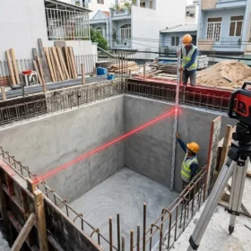 Hố pit bê tông chuẩn kích thước cho thang máy gia đình nhà 3 tầng tại công trình