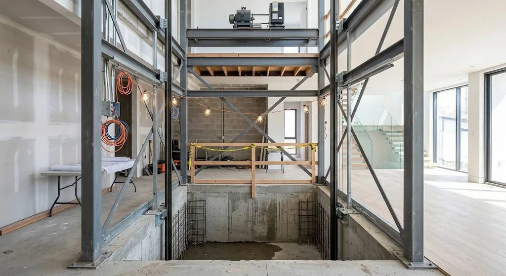 Kích thước hố pit tiêu chuẩn khi thi công thang máy gia đình nhà 3 tầng.