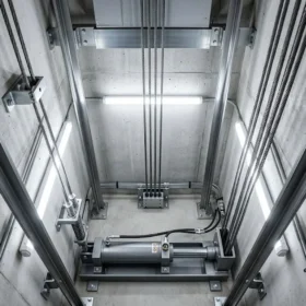 Chi tiết ray dẫn hướng và hệ thống cáp tải của thang máy gia đình nhà 3 tầng