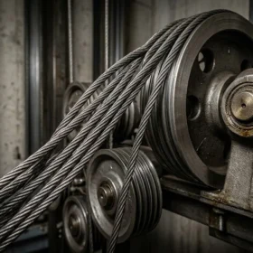 Chi tiết cấu tạo động cơ cáp kéo của thang máy gia đình nhà 3 tầng.