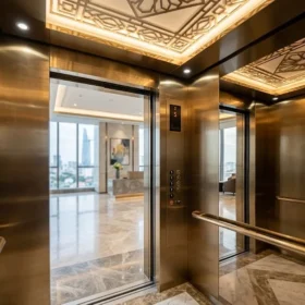 Chi tiết nội thất cao cấp của thang máy gia đình nhà 5 tầng nhập khẩu.