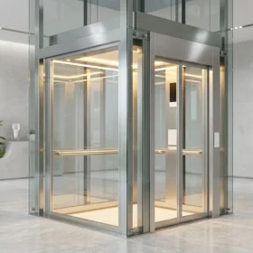 Vật liệu vách cabin cao cấp trong báo giá thang máy gia đình nhà 5 tầng.