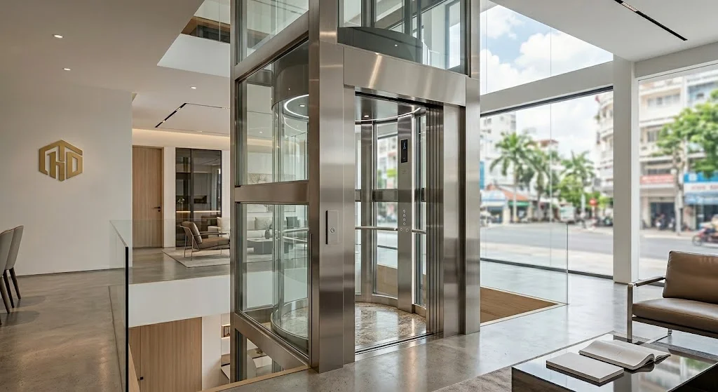 Báo giá thiết kế nội thất cabin thang máy gia đình nhà 5 tầng liên doanh.