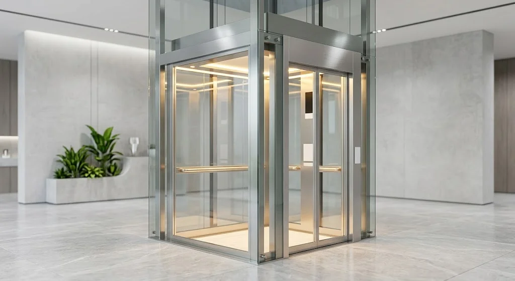 Động cơ cáp kéo không hộp số cho thang máy gia đình nhà 5 tầng.