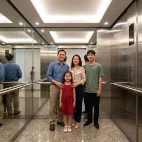 Lựa chọn kích thước cabin rộng rãi cho thang máy gia đình nhà 5 tầng.