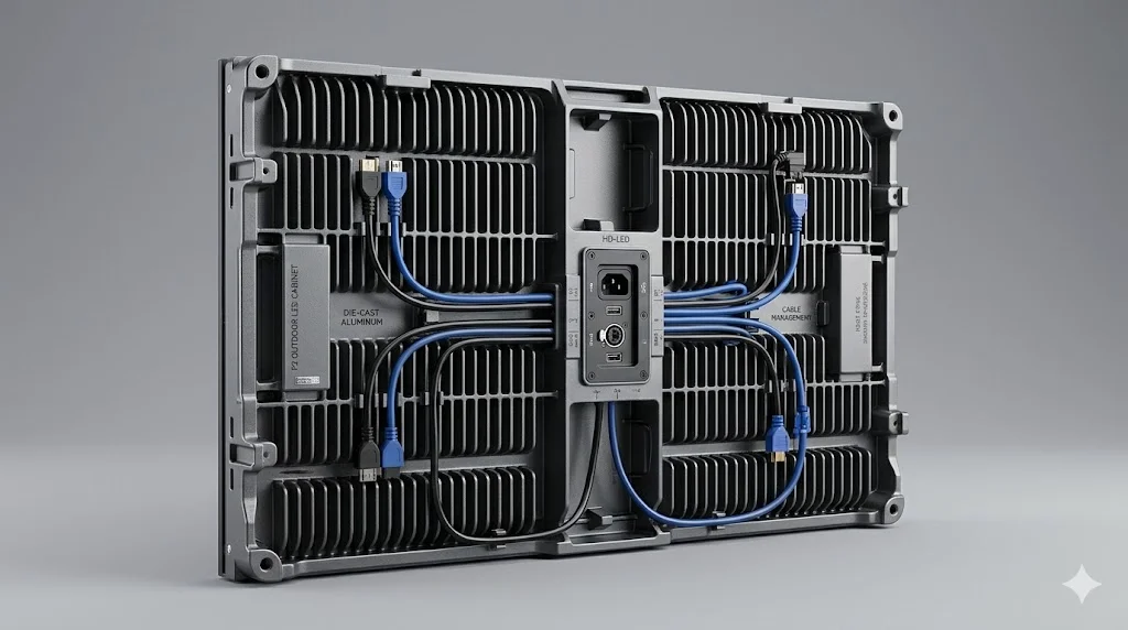 Báo giá thi công màn hình led p2 ngoài trời sử dụng cabinet nhôm đúc tản nhiệt cao cấp